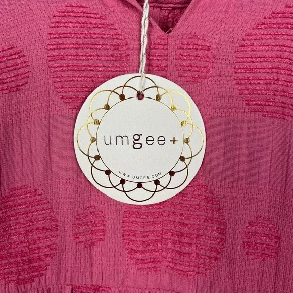 Umgee Midi Dress Womens XL Rose Swiss Dot Tiered Puff Sleeve Boho Cottage Garden - Picture 4 of 12